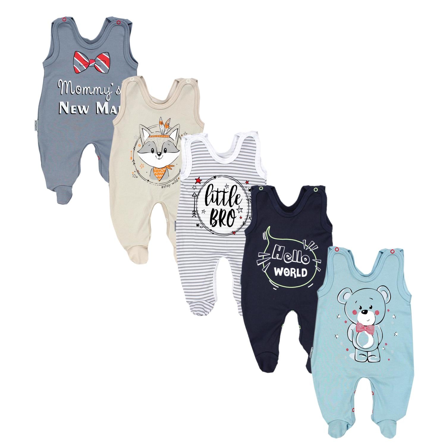 Baby Unisex Strampler mit Aufdruck Spruch 5er Pack