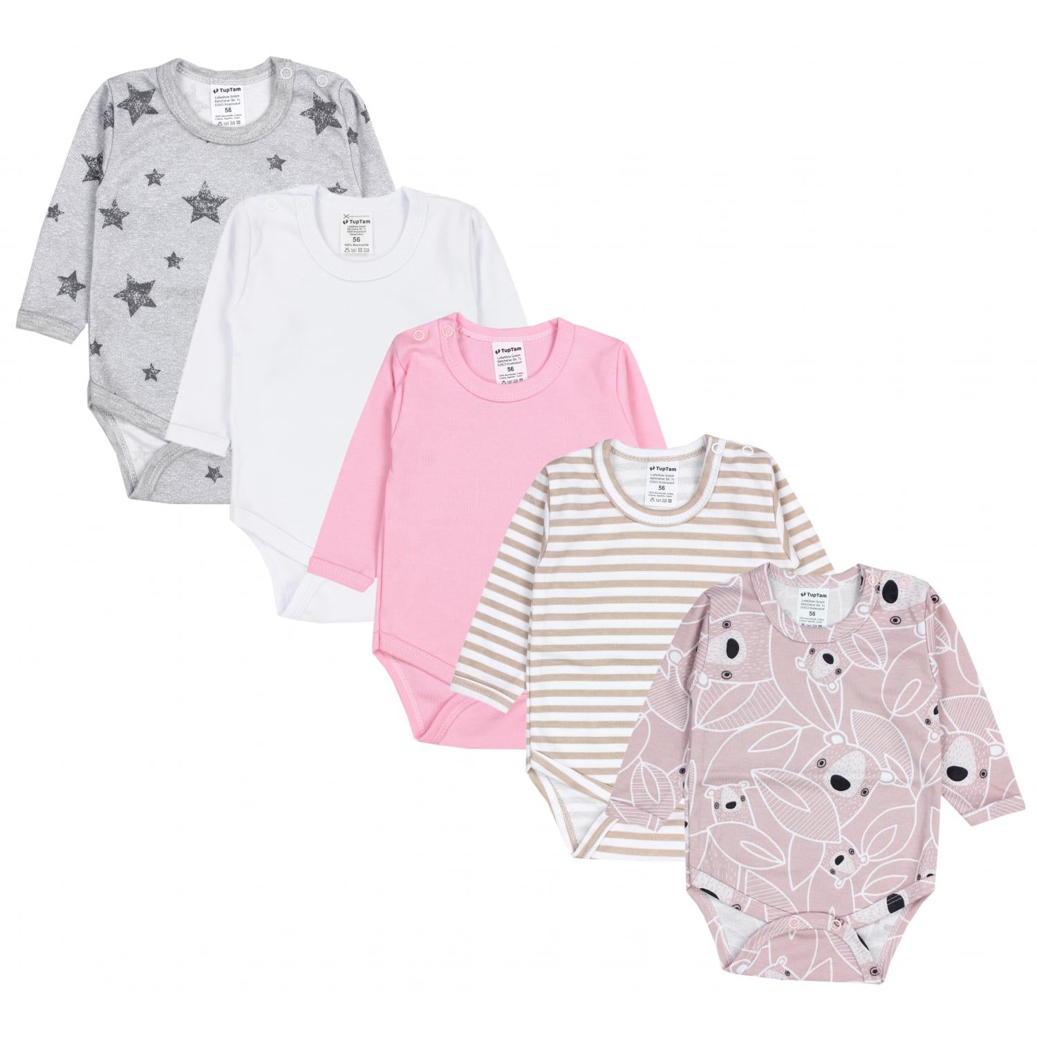 Baby Body Langarm Unifarben - 5er Set