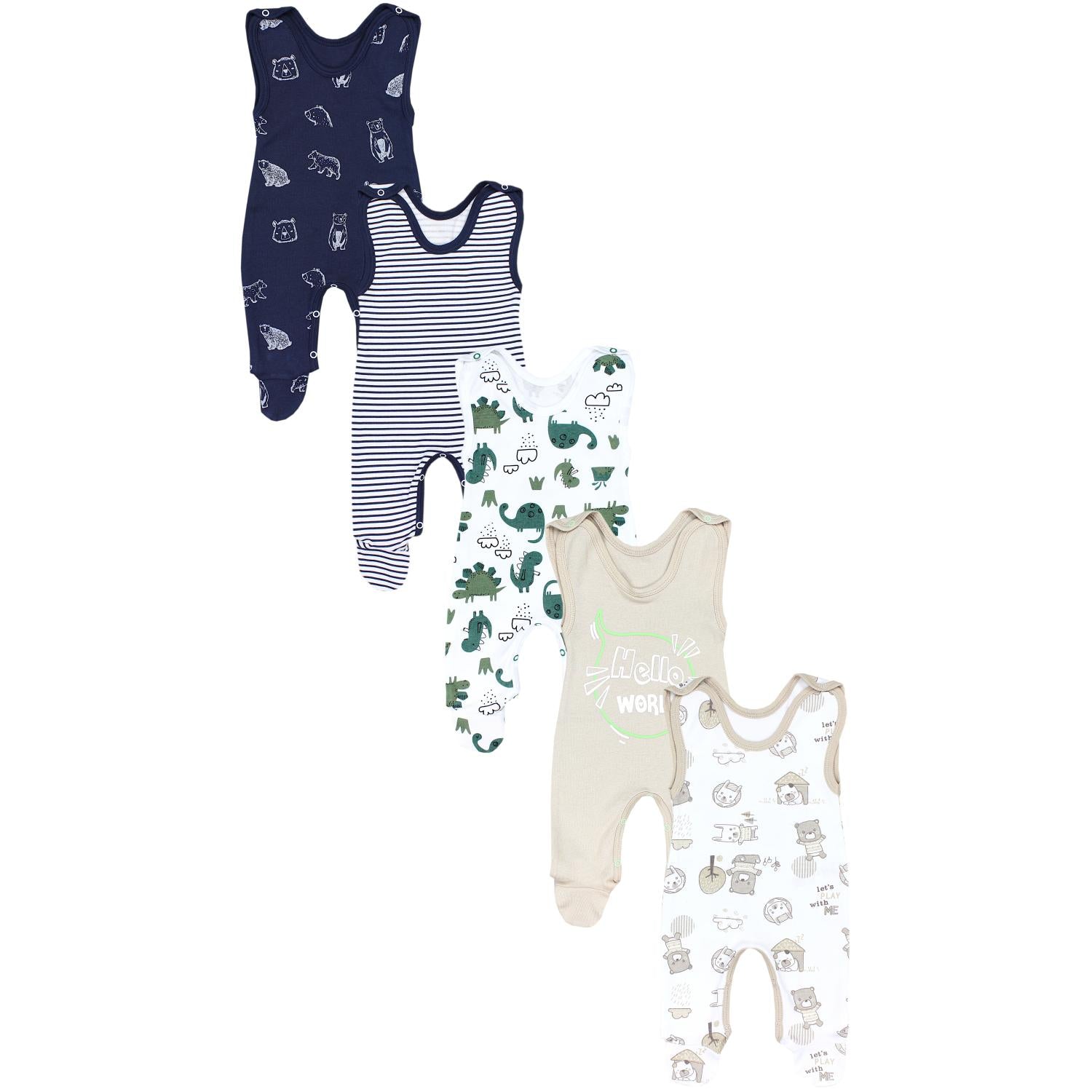 Strampler mit Aufdruck- 5er Pack