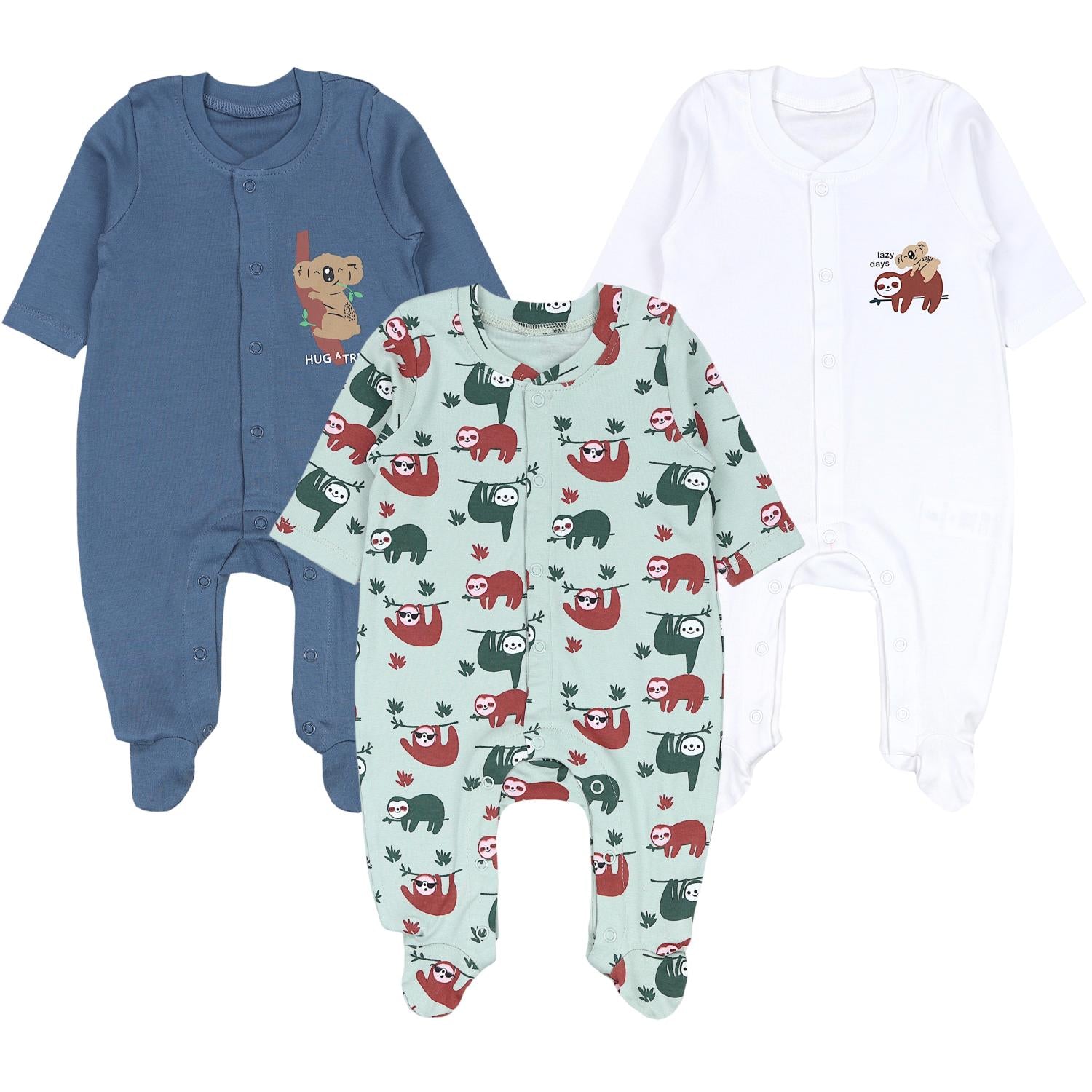 Jungen Schlafstrampler mit Fuß 3er Pack