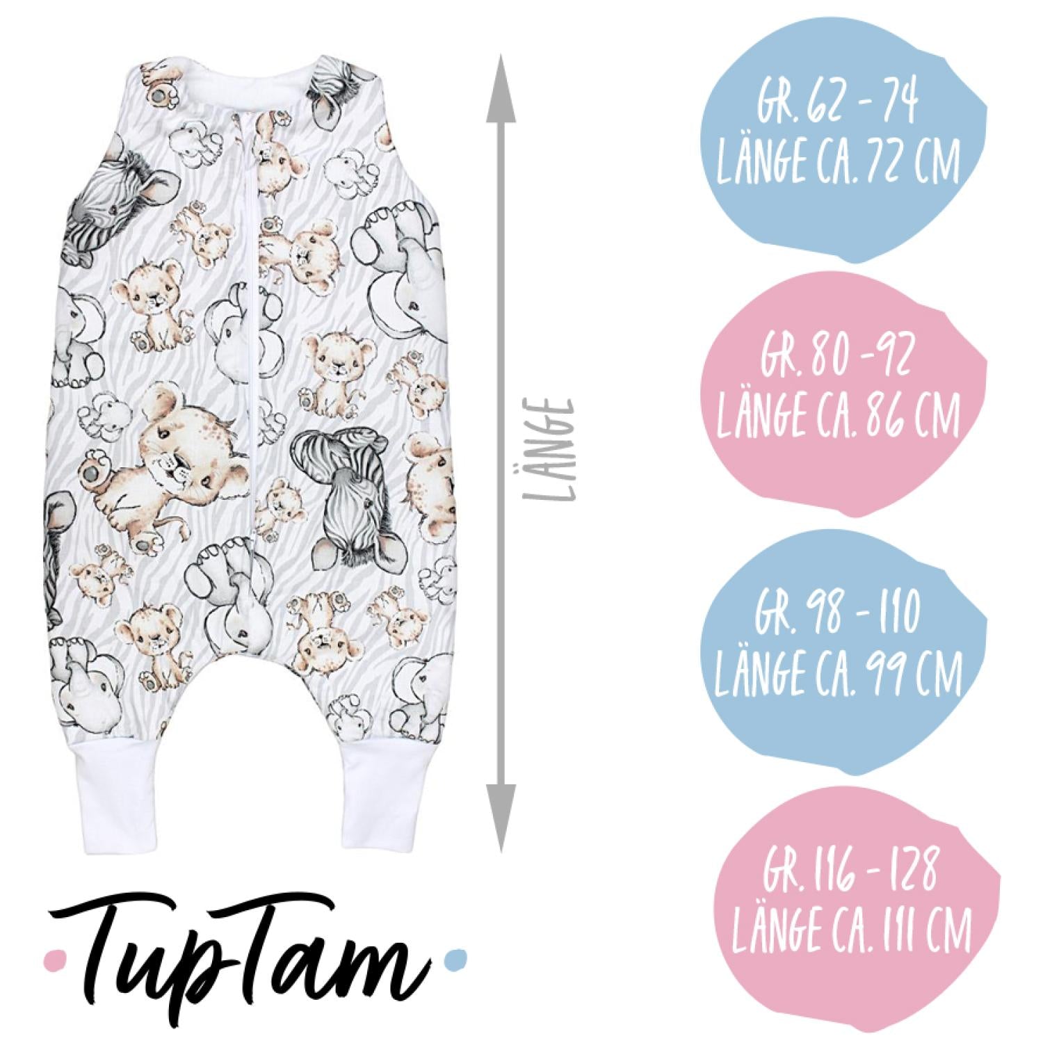 TupTam Baby Winterschlafsack mit Beinen OEKO- TEX zertifizierte Materialien 2.5 TOG Unisex