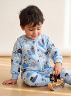 192- Kinderschlafsack 2.5 TOG Pirat Affe Qualle Katze Blau mit abnehmbaren Ärmeln